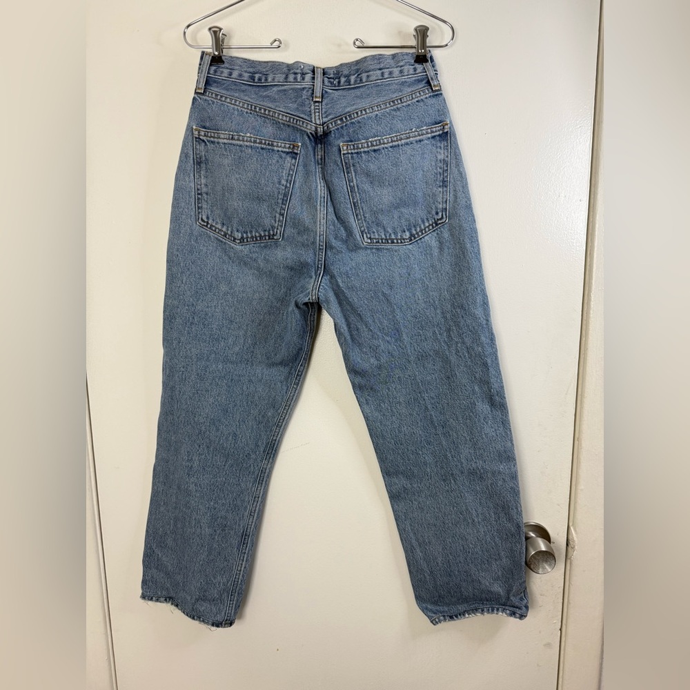 Agolde 90’s pinch high waisted light blue denim cropped button fly jeans 27 - Picture 5 of 9